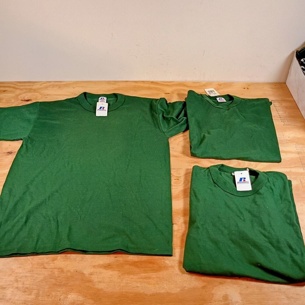 3 NWT Russell Athletic Boys Youth XL Blank T-Shirts Dark Green NuBlend Blend